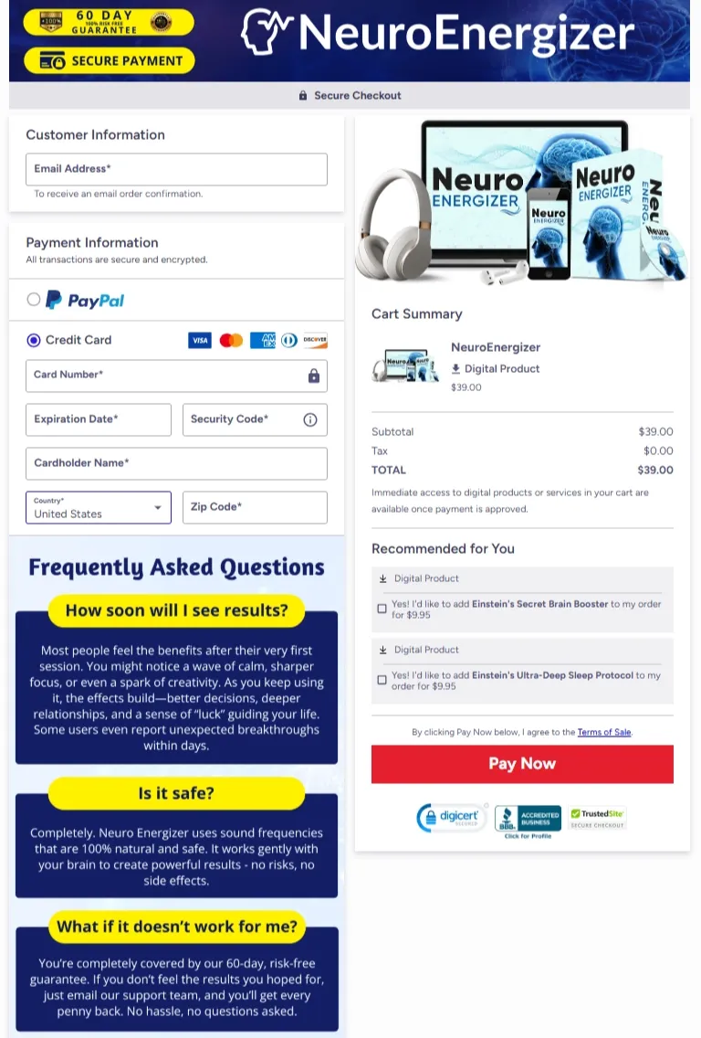 Neuro Energizer order form